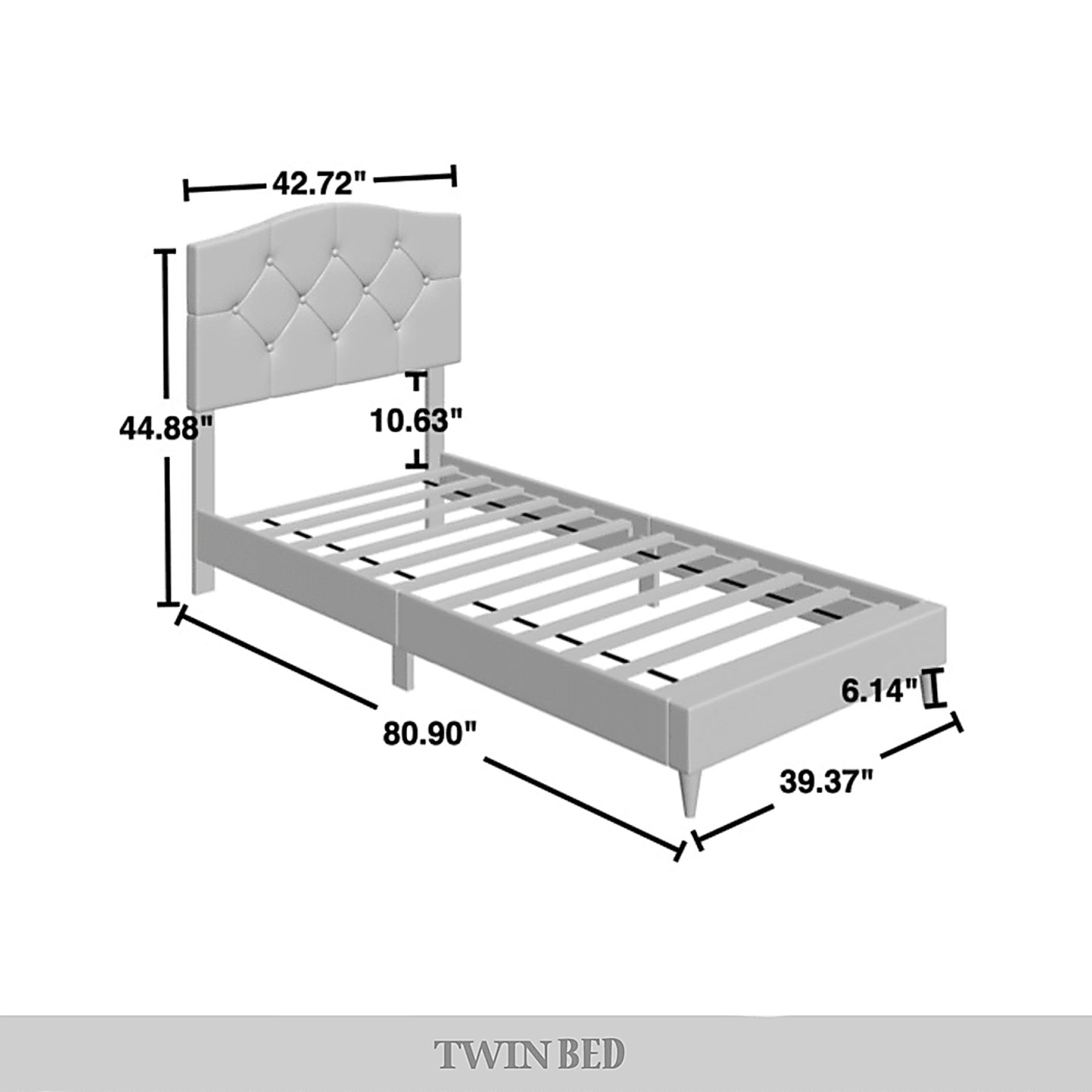 Sprucerow Light Gray Twin Bed - Image 8