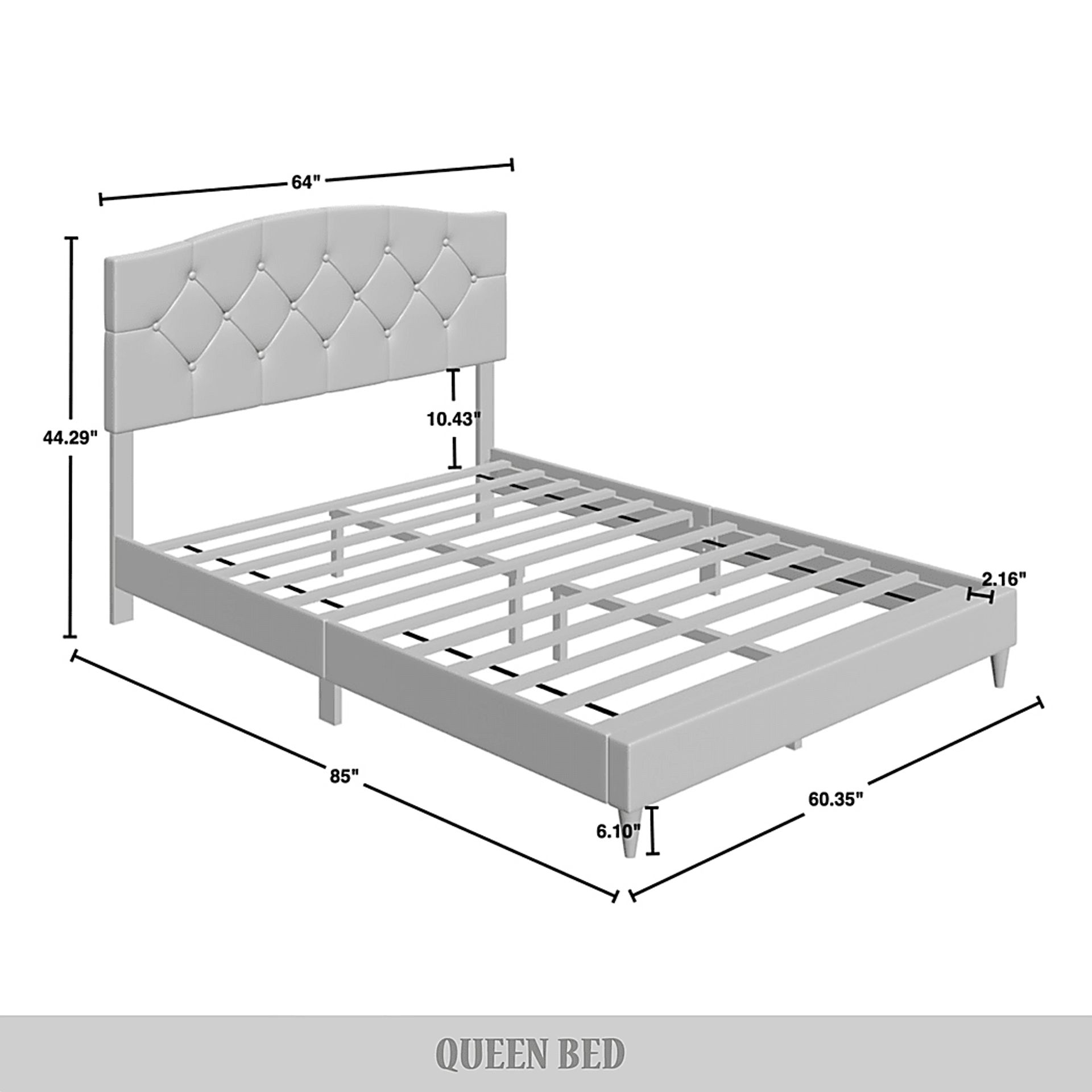 Sprucerow Lightgray Queen Bed - Image 7