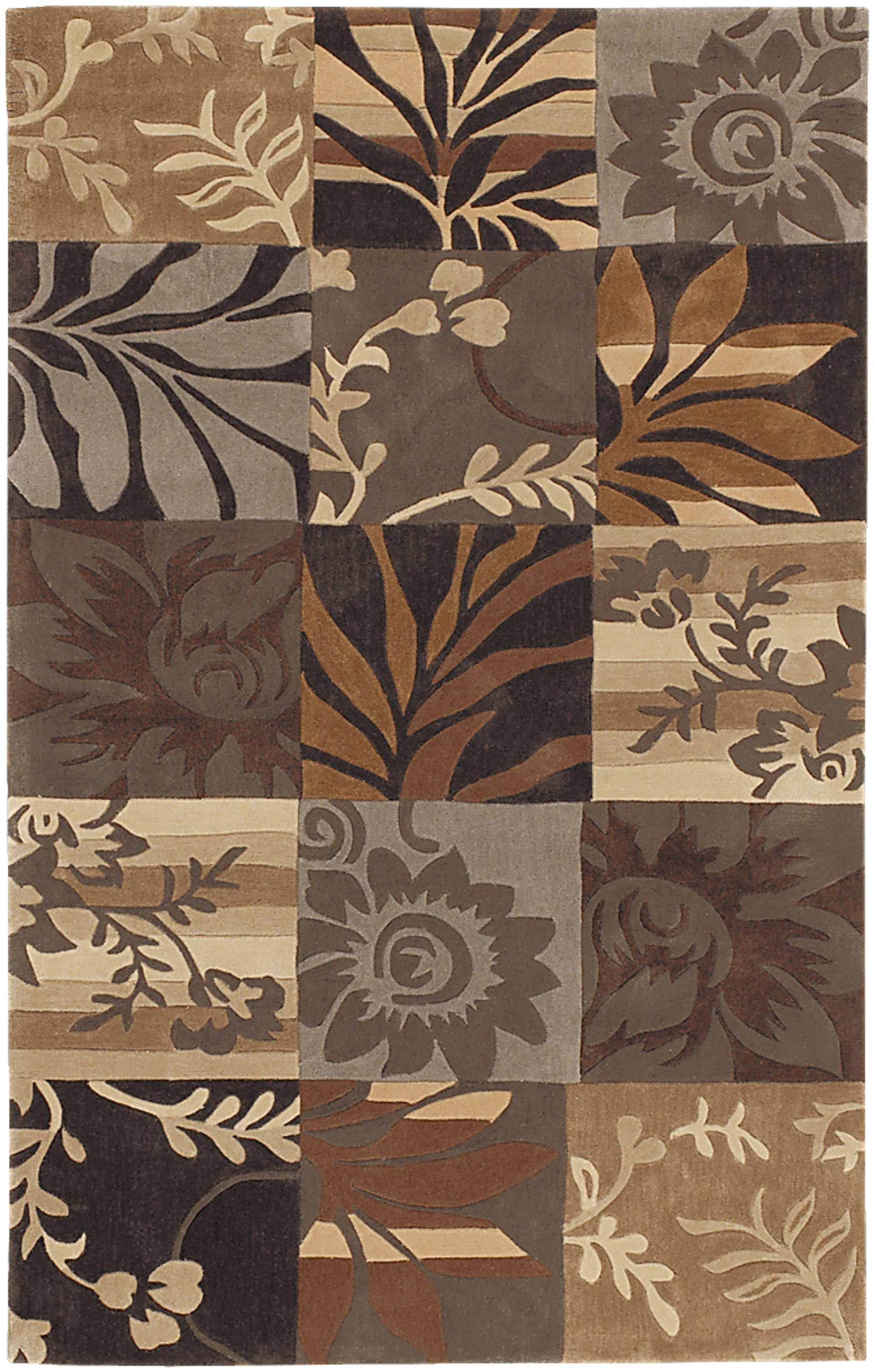 Square Floral Beige 8 x 11 Rug - Image 1