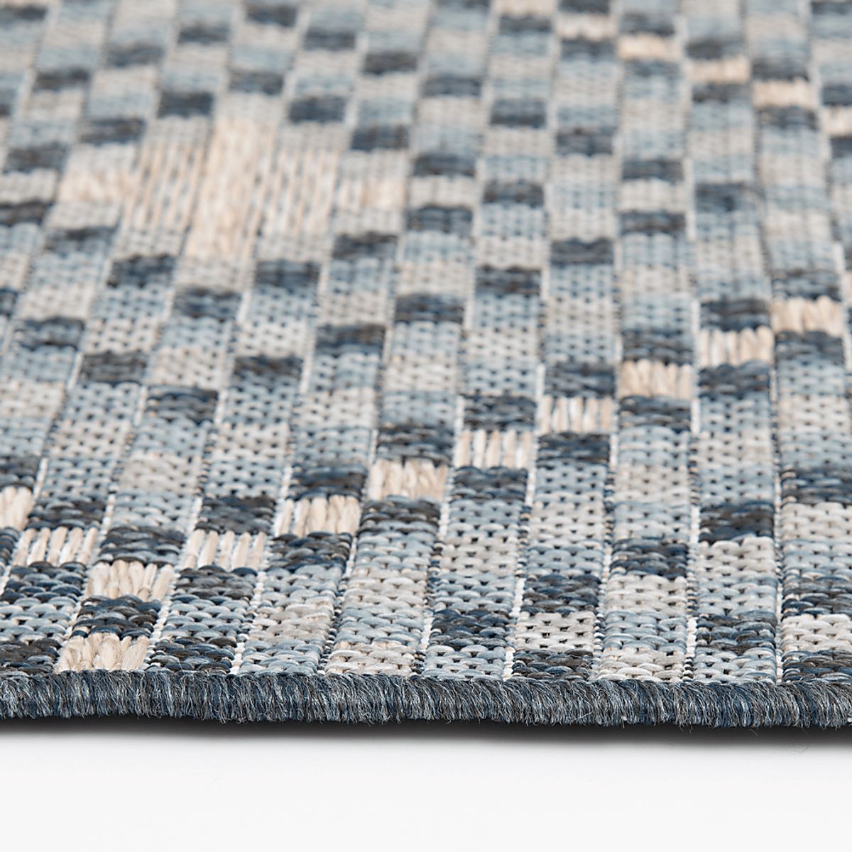 St. Elme Chambray Blue Polypropylene Fabric Outdoor Rug | Rooms to Go