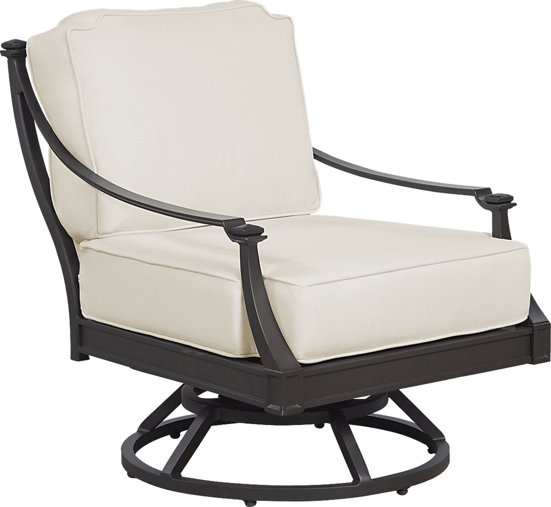 St Laurent Mocha Swivel Chair with Linen Cushions - Image 1