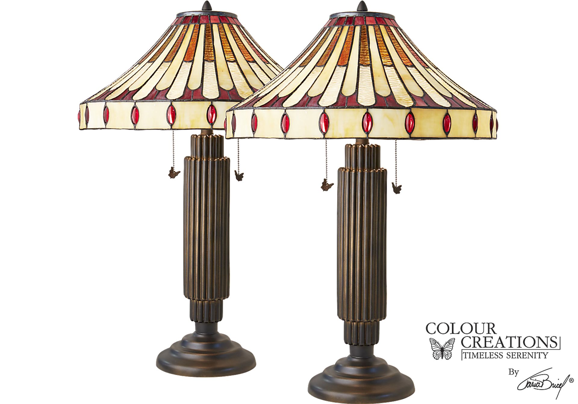 St. Maarten Bronze Brown Yellow Set Of 2 Lamps