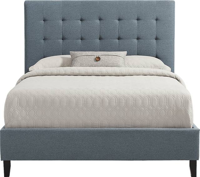 St. Marten Blue 3 Pc Queen Upholstered Bed - Thumbnail - Image 1
