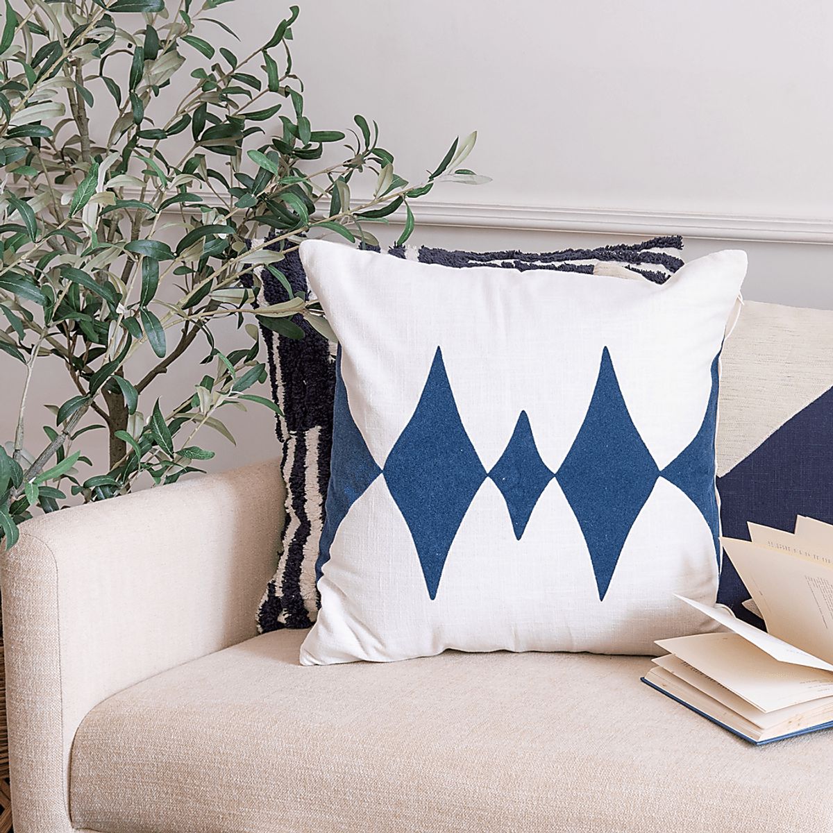 Stacy Garcia Vril Dark Blue,White Accent Pillow Rooms to Go