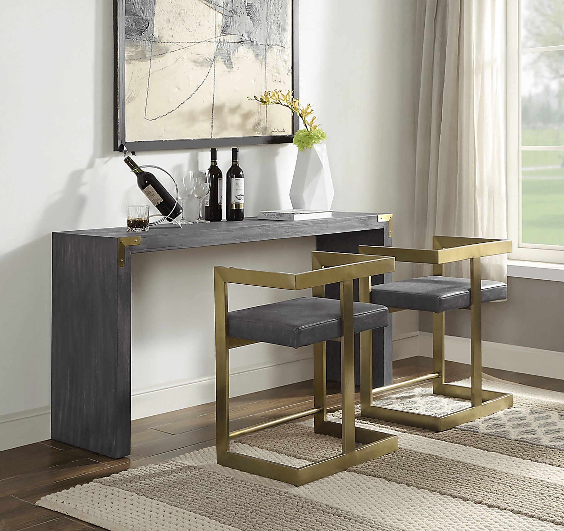 Stagner Gray Console Table With 2 Stools - Image 15