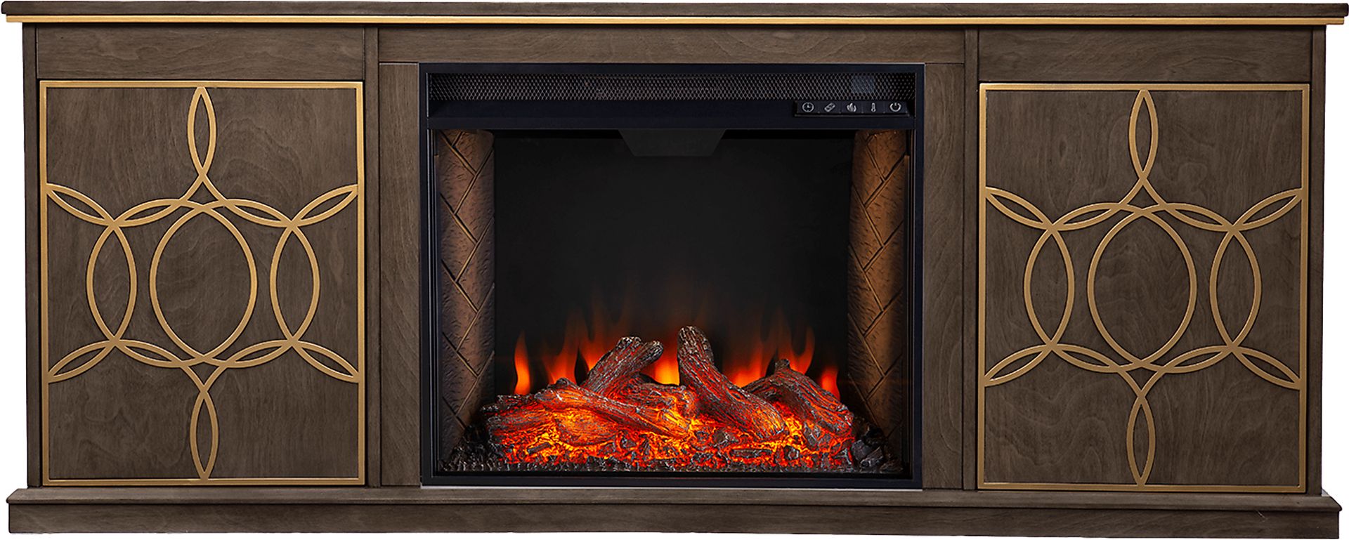 Stagwood III Brown 60 in. Console With Smart Electric Fireplace - Image 1