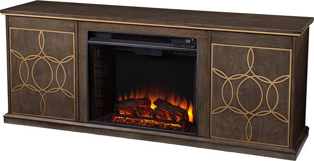 Stagwood II Brown 60 in. Console With Electric Log Fireplace - Thumbnail - Image 2