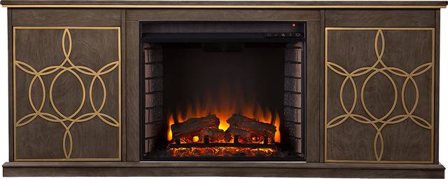 Stagwood II Brown 60 in. Console With Electric Log Fireplace - Thumbnail - Image 1