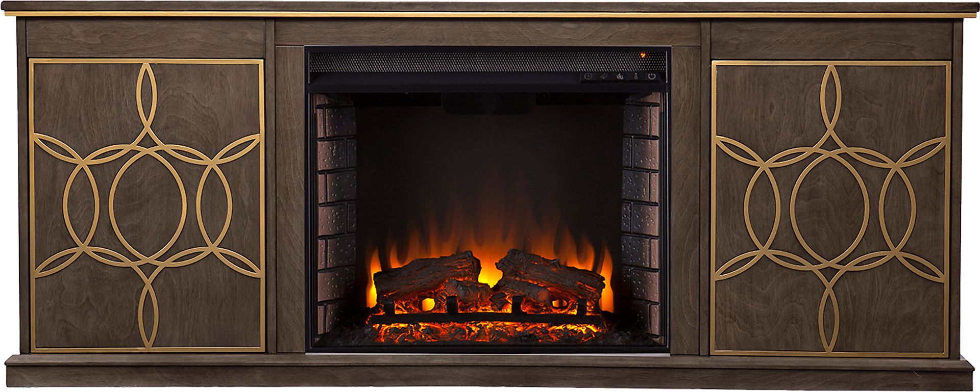 Stagwood II Brown 60 in. Console With Electric Log Fireplace - Image 1