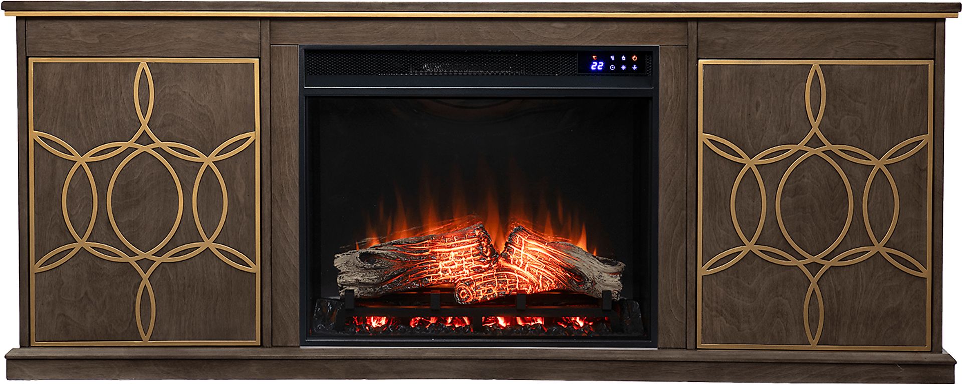 Stagwood IV Brown 60 in. Console With Touch Panel Fireplace - Image 1