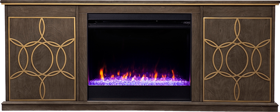 Stagwood I Brown 60 in. Console, With Color Changing Electric Fireplace