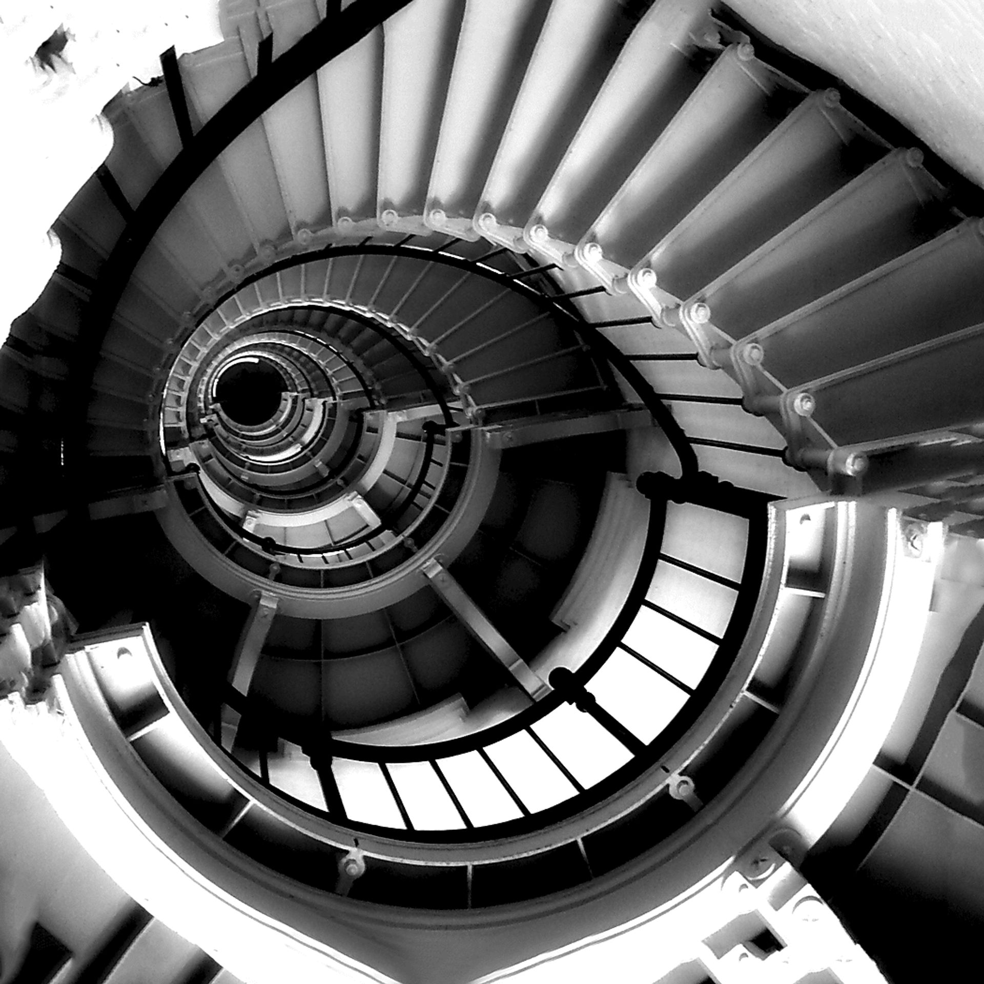Stairway in Black and White 5' Square Canvas Artwork - Image 1