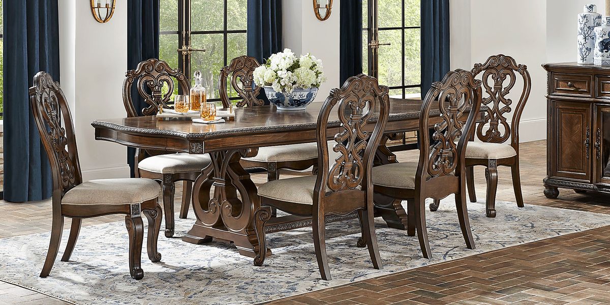Stalton Estate 7 Pc Brown Dark Wood Brown,Wood Dining Room Set Rooms