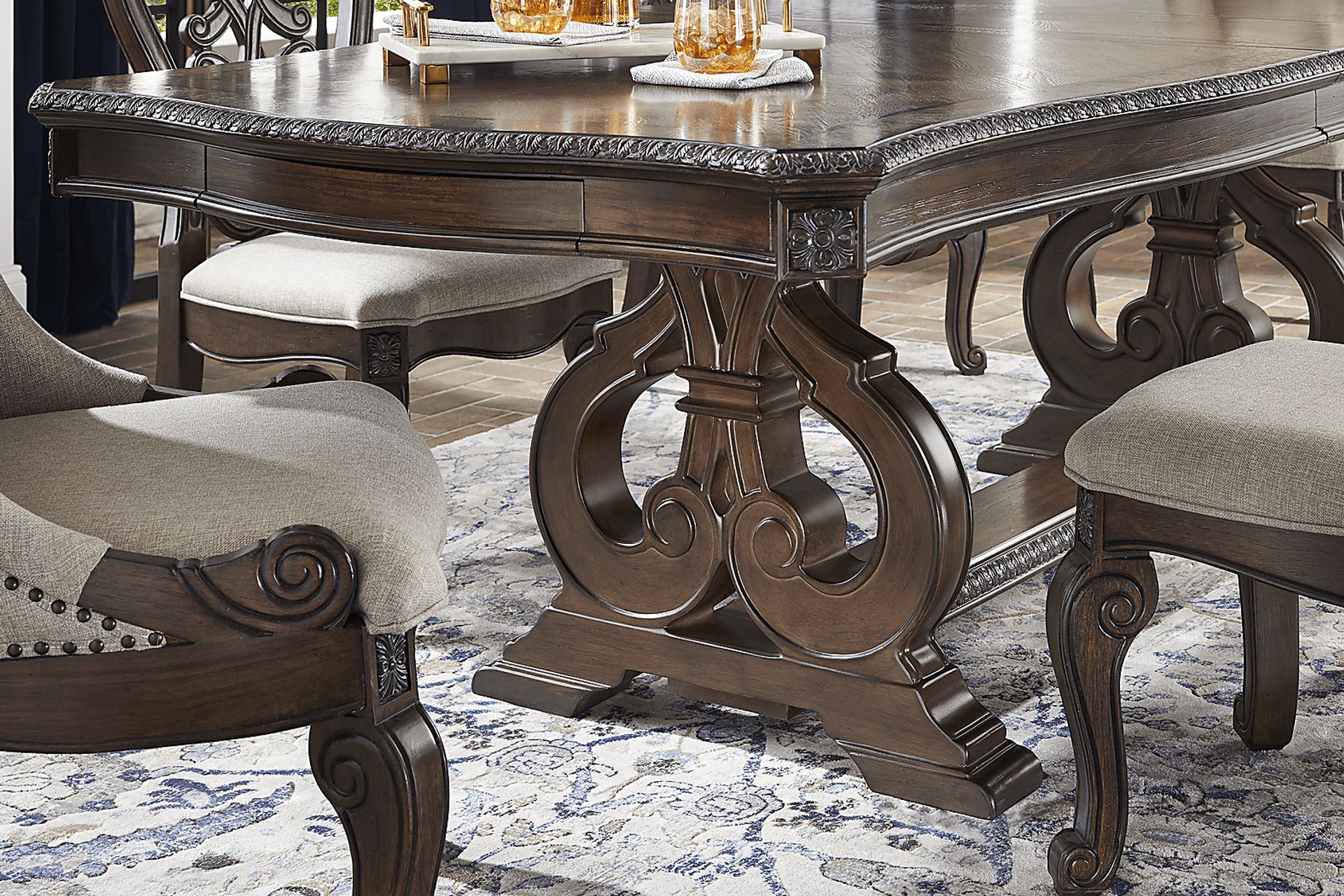 Stalton Estate Brown 5 Pc Dining Room with Upholstered Chairs - Image 5