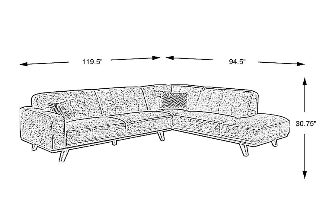 Stamford Bridge 2 Pc Right Arm Chaise Sectional
