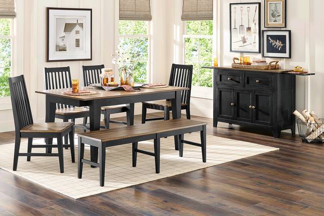 Stanford Black 6 Pc Dining Room with Bench - Thumbnail - Image 1