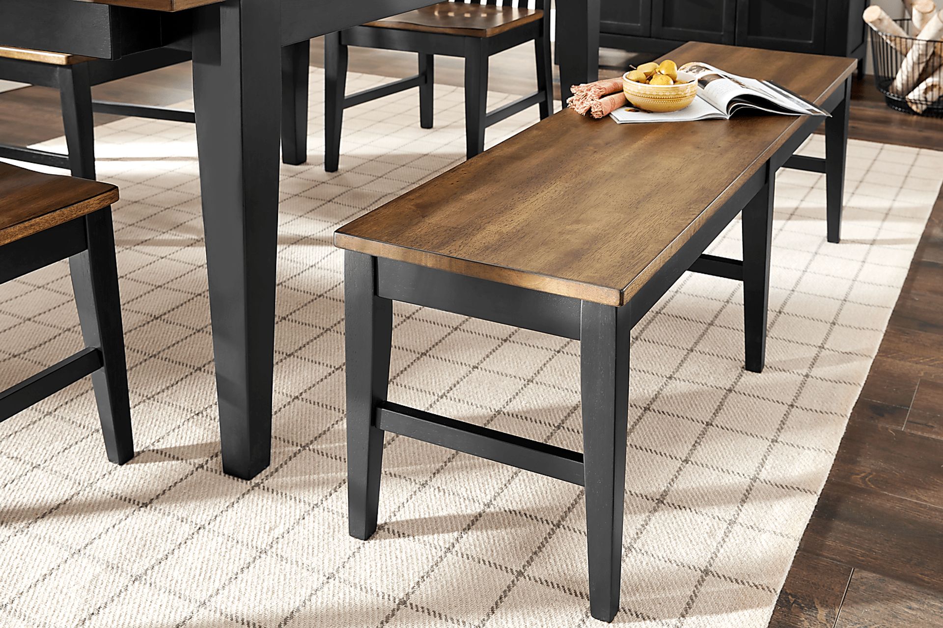 Stanford Black 6 Pc Dining Room with Bench - Image 8