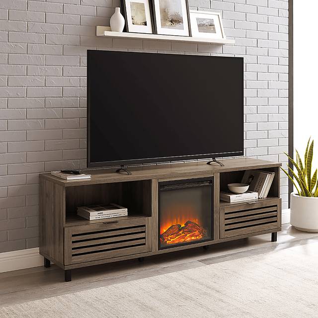 Stanfort Gray 70 in. Console, With Electric Fireplace - Thumbnail - Image 4