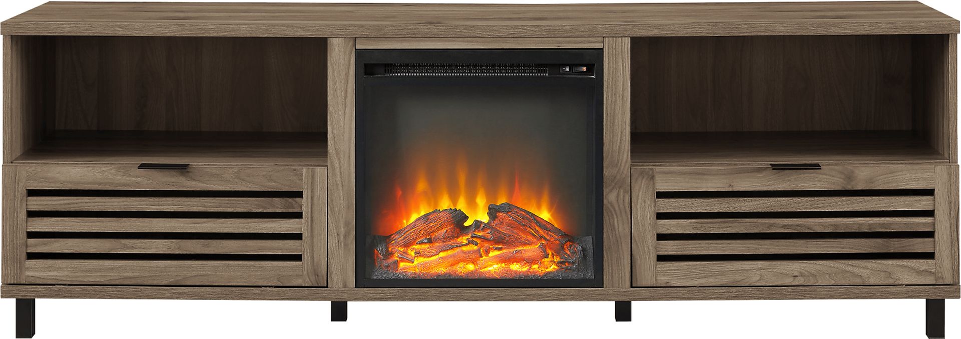 Stanfort Gray 70 in. Console, With Electric Fireplace - Image 1