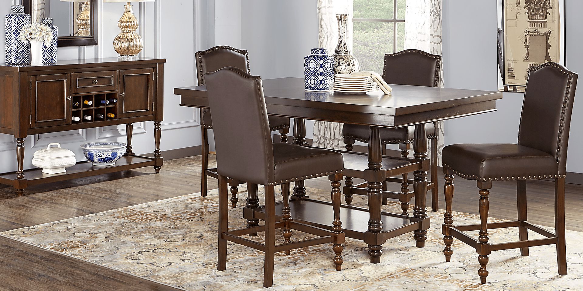Stanton Cherry 5 Pc Counter Height Dining Room with Brown Stools - Image 1