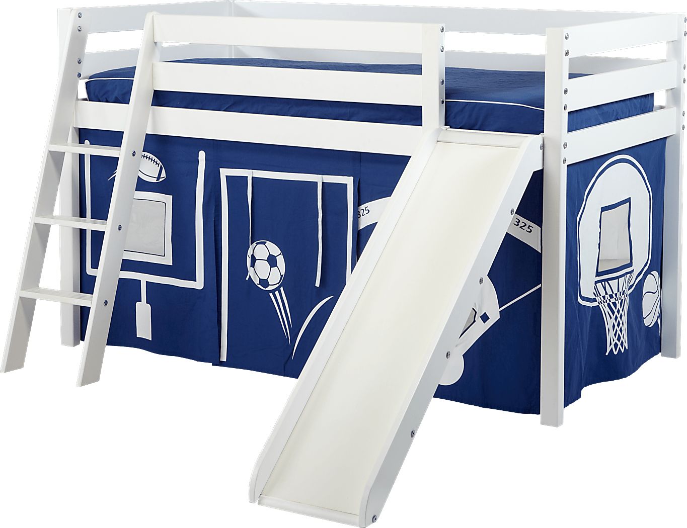 Star Athlete White Jr. Tent Loft Bed with Slide Rooms To Go
