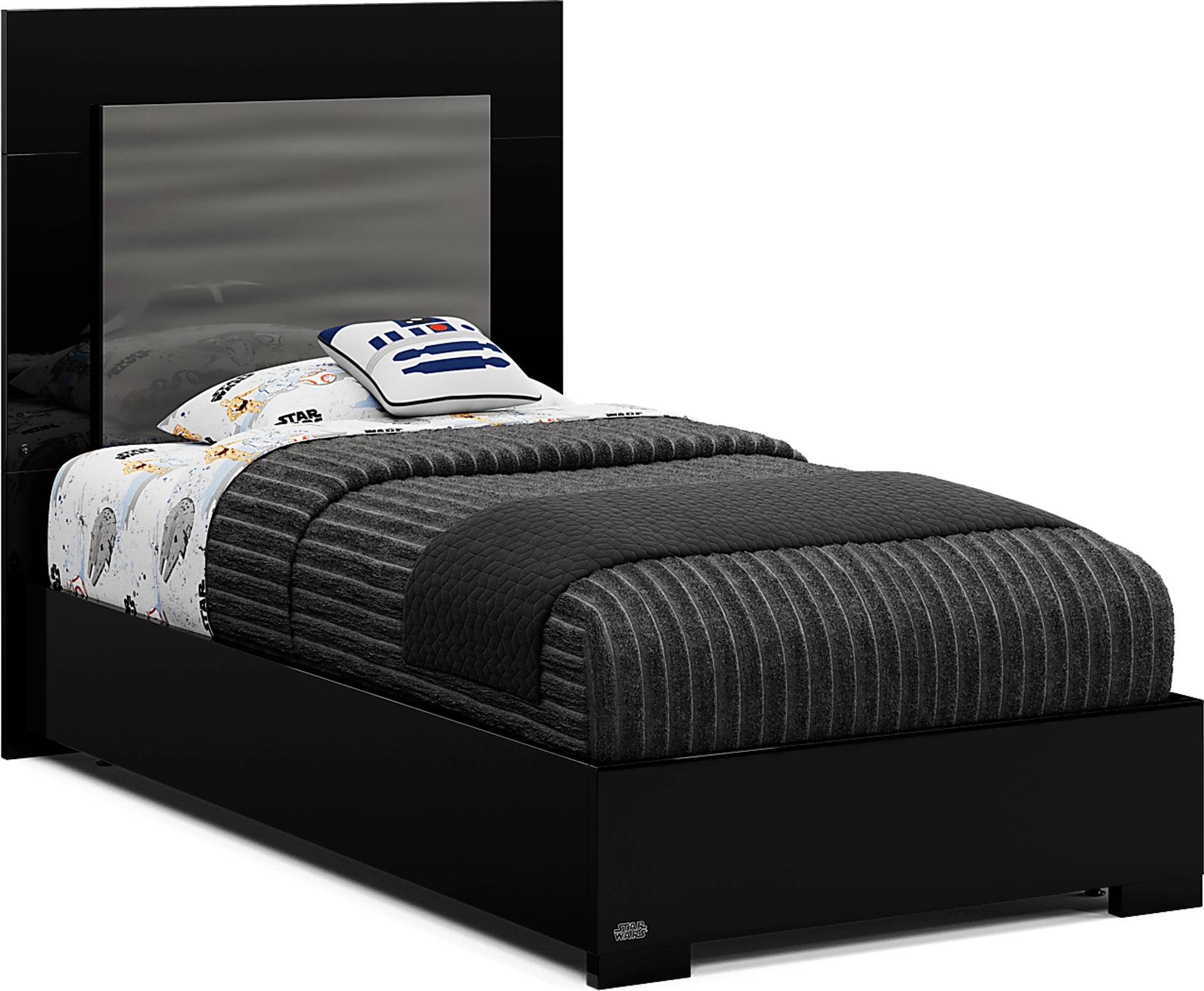 black twin bed