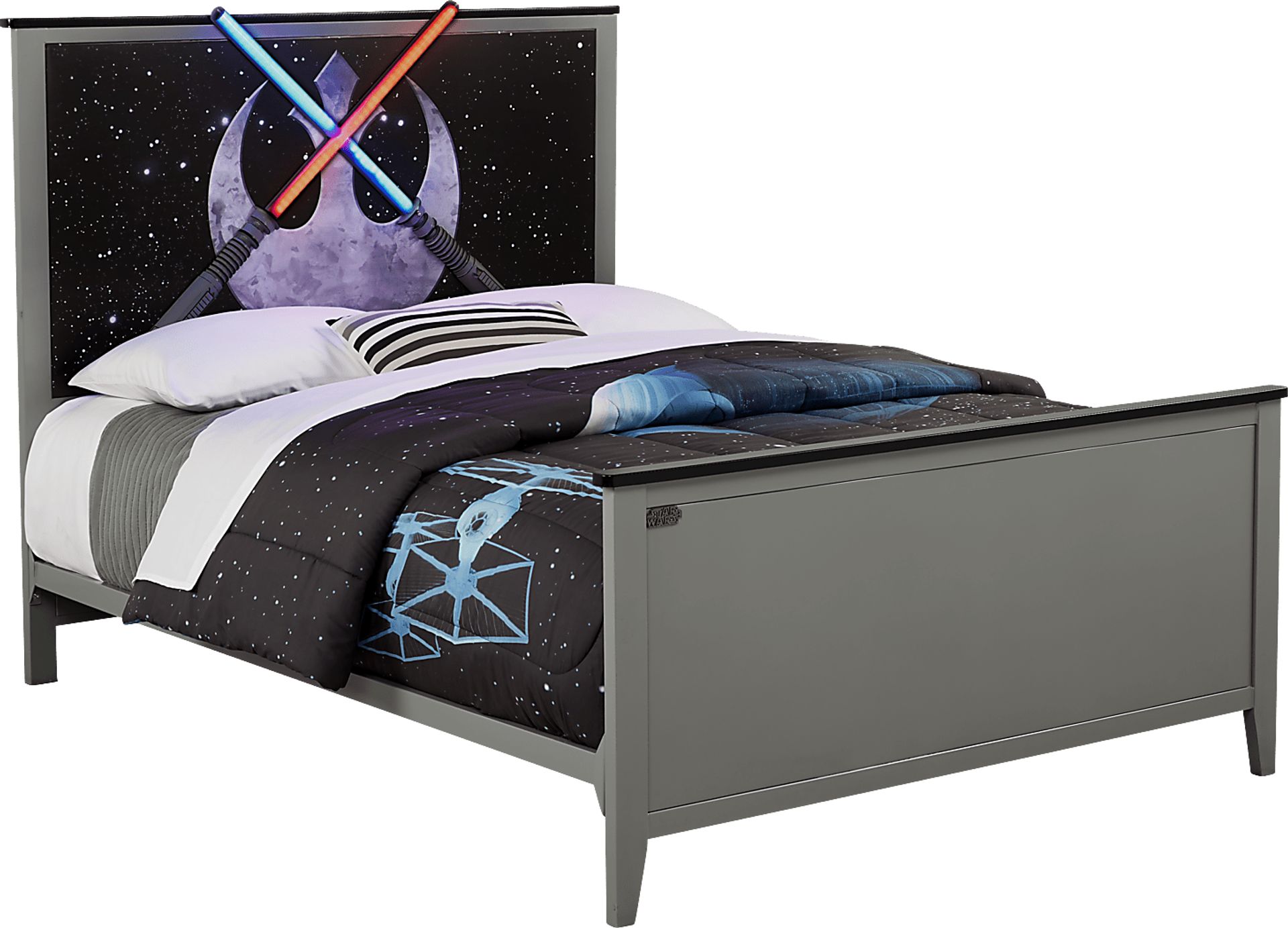 Kids Star Wars Lightsaber™ Gray 3 Pc Full Panel Bed - Image 1