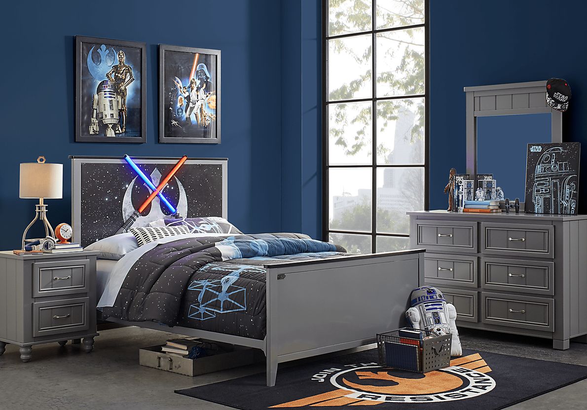 Kids Star Wars Lightsaber&trade; Gray 3 Pc Full Panel Bed