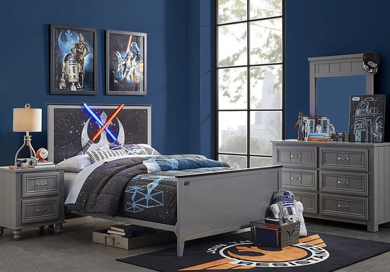 Kids Star Wars Lightsaber™ Gray 3 Pc Full Panel Bed