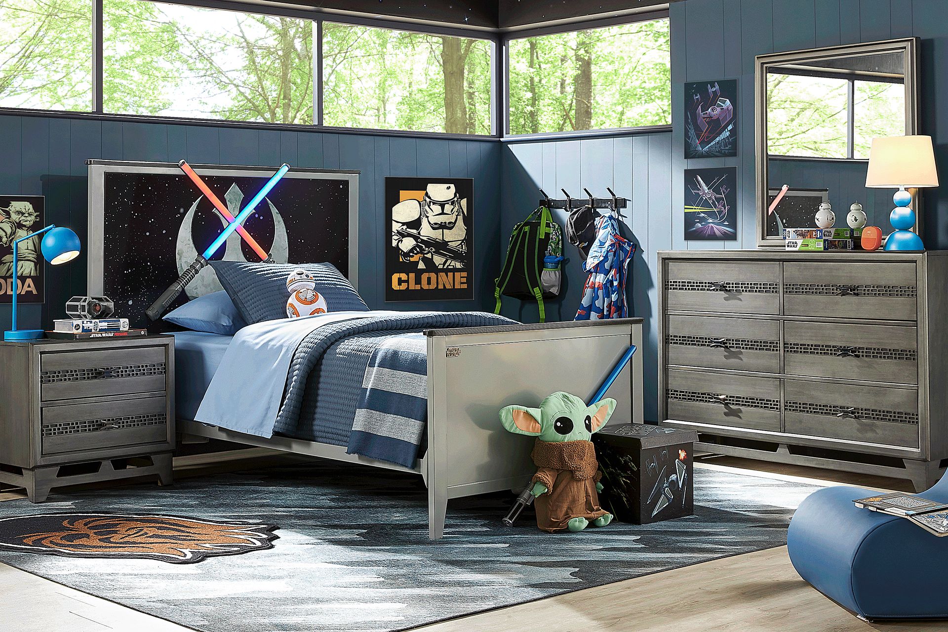 Star Wars Lightsaber Gray 3 Pc Twin Bed Rooms to Go