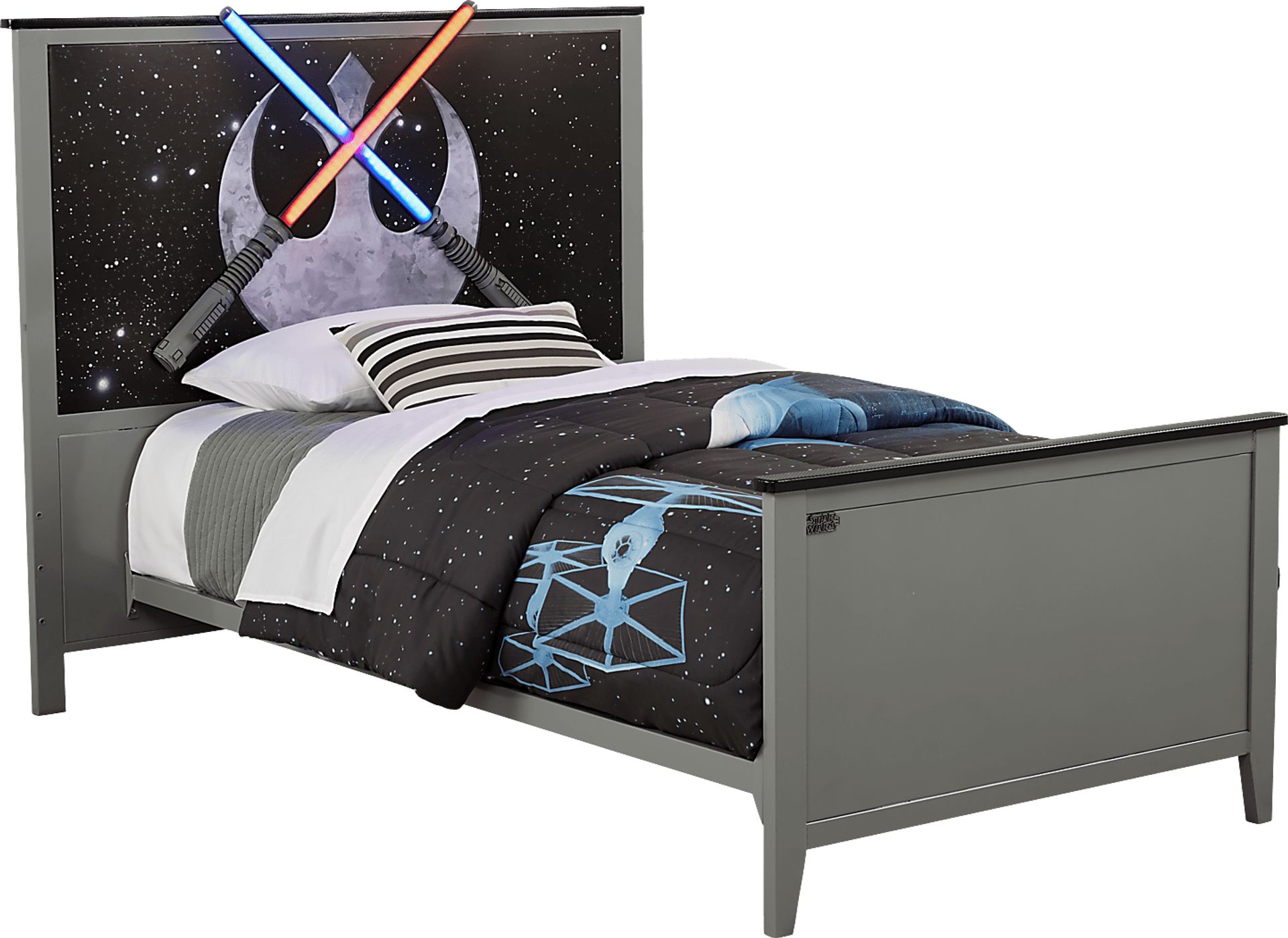 Kids Star Wars Lightsaber™ Gray 3 Pc Twin Panel Bed - Image 1