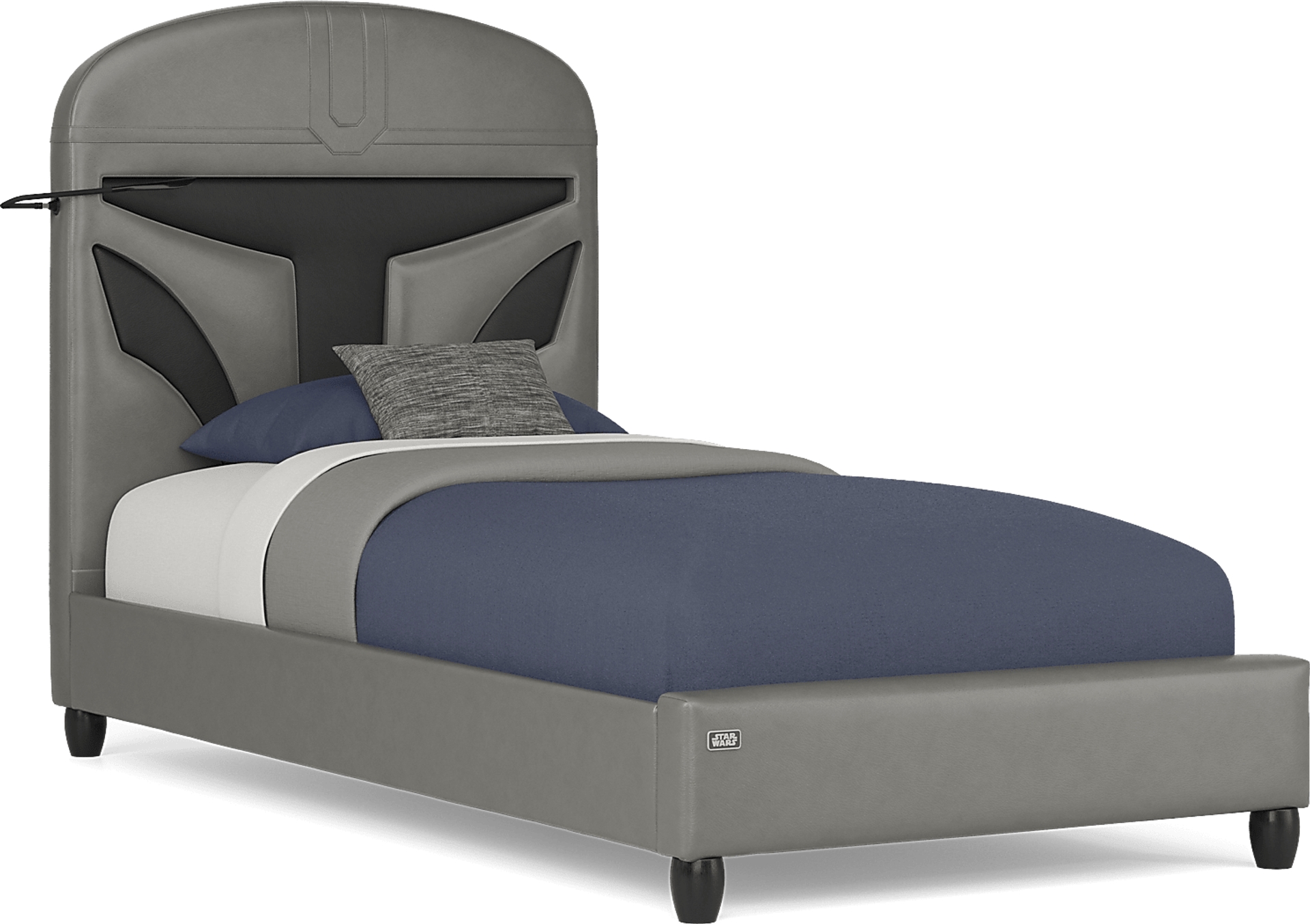 dark gray twin bed