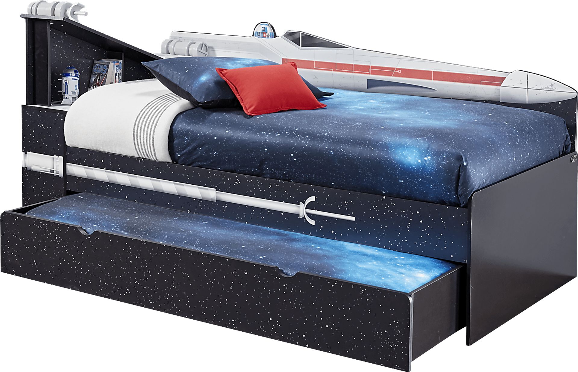 Star Wars X-wing™ Black 4 Pc Left Twin Bookcase Bed w/Trundle - Image 1
