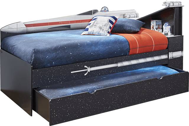 Star Wars X-wing™ Black 4 Pc Right Twin Bookcase Bed w/Trundle - Thumbnail - Image 1