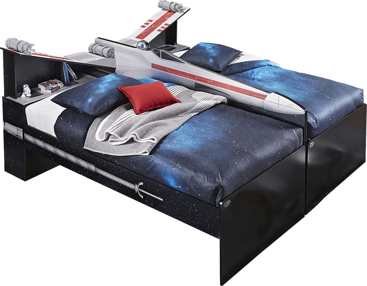 Star Wars X-wing&trade; Black Side-by-Side 6 Pc Twin Bookcase Bed Package