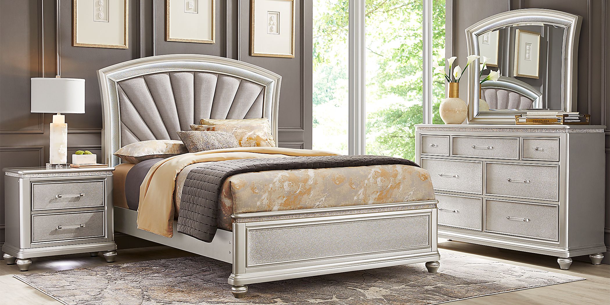 Starlet Lane 5 Pc Silver Gray King Bedroom Set