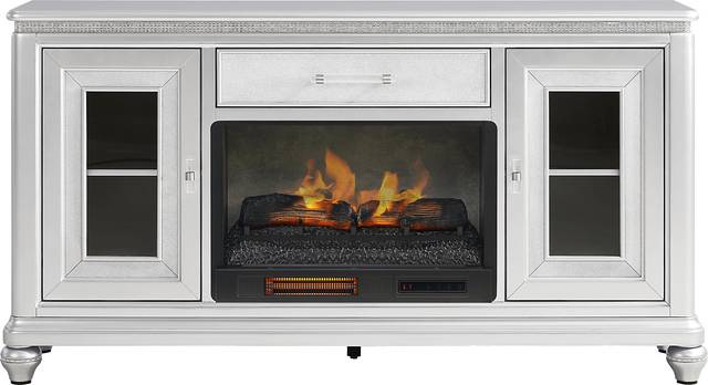 Starlet Lane Silver 66 in. Console with Electric Fireplace - Thumbnail - Image 1