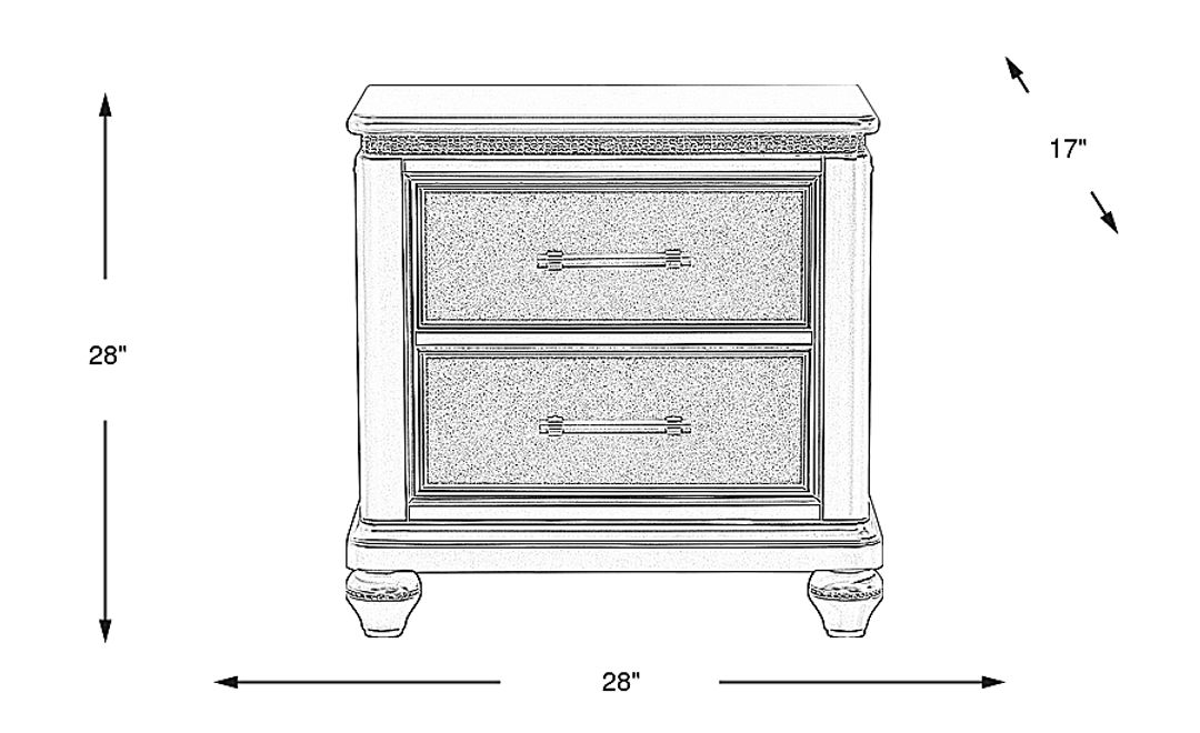 Starlet Lane Silver Nightstand