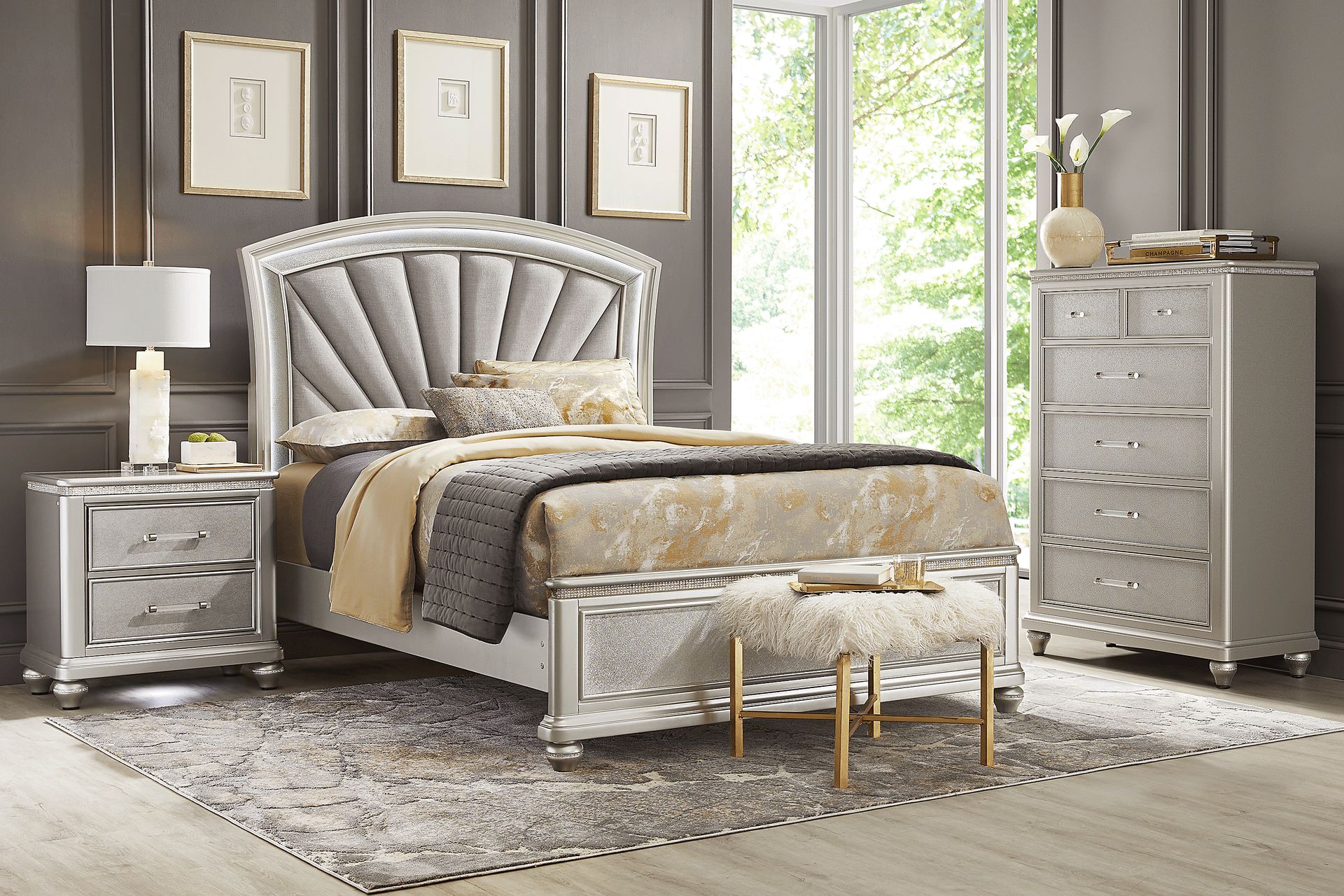 Starlet Lane Small Spaces Silver 5 Pc Queen Bedroom - Image 1