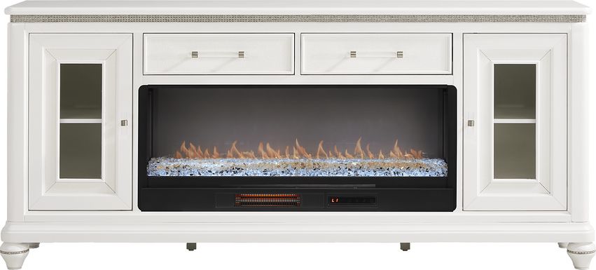 Starlet Lane White 80 in. Console with Electric Fireplace