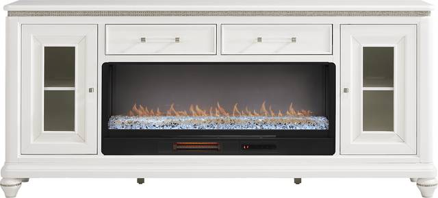 Starlet Lane White 80 in. Console with Electric Fireplace - Thumbnail - Image 1
