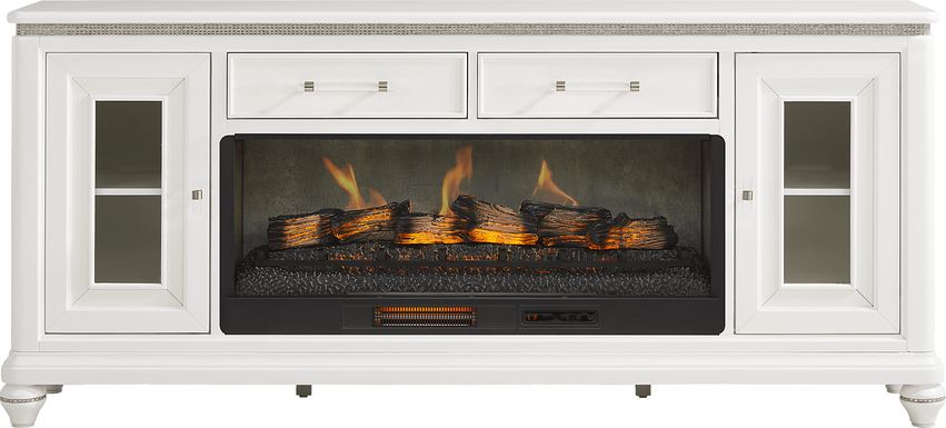 Starlet Lane White 80 in. Console with Electric Fireplace