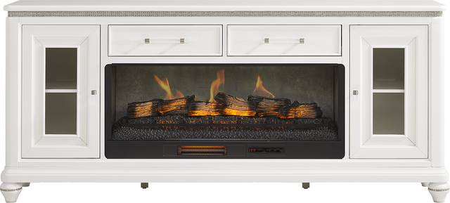 Starlet Lane White 80 in. Console with Electric Fireplace - Thumbnail - Image 1