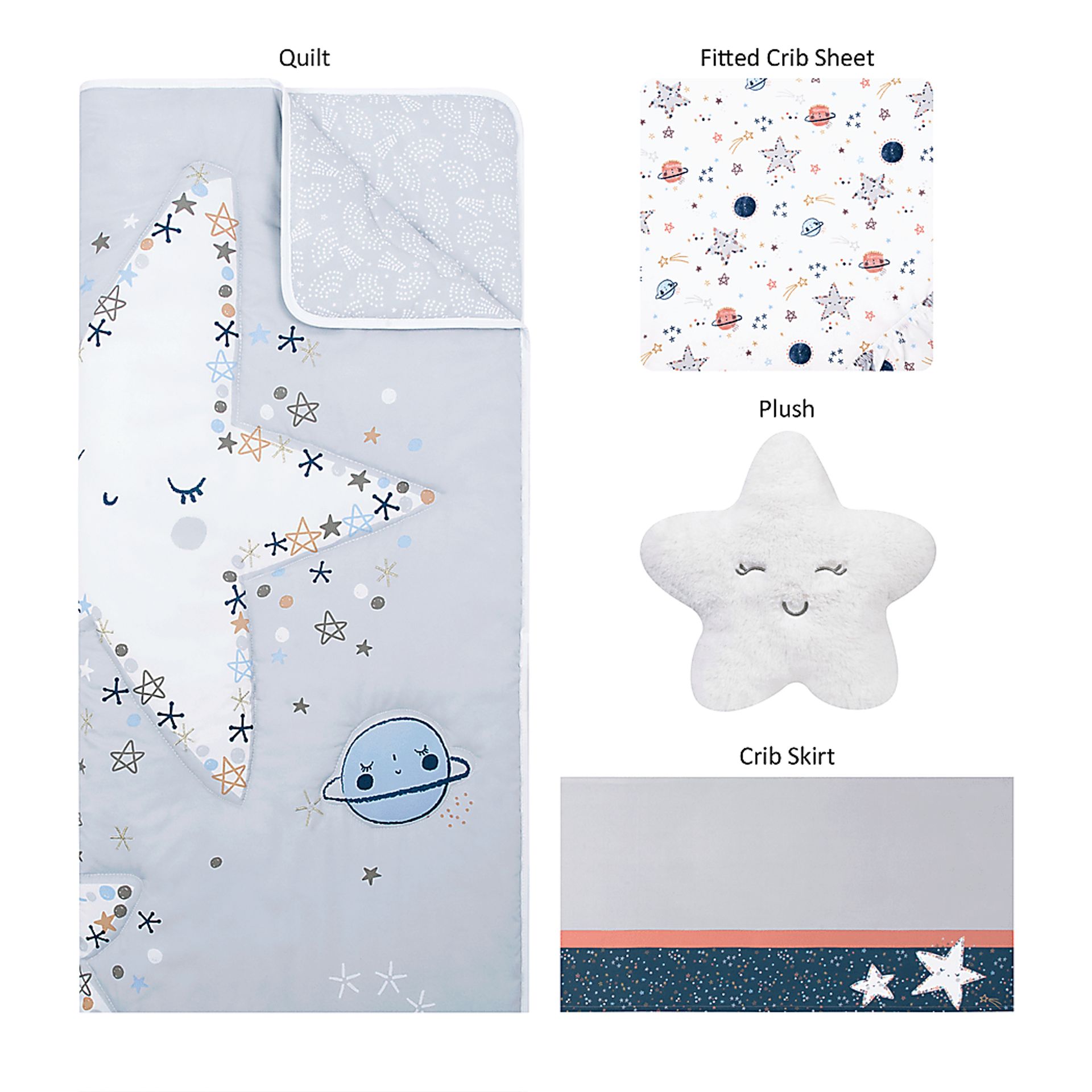 Starlit Dreams Gray 4 Pc Baby Bedding Set - Image 2