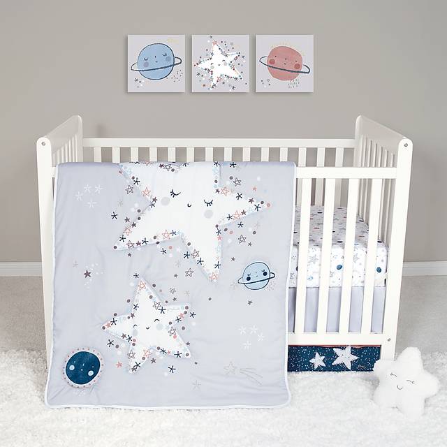 Starlit Dreams Gray 4 Pc Baby Bedding Set - Thumbnail - Image 1