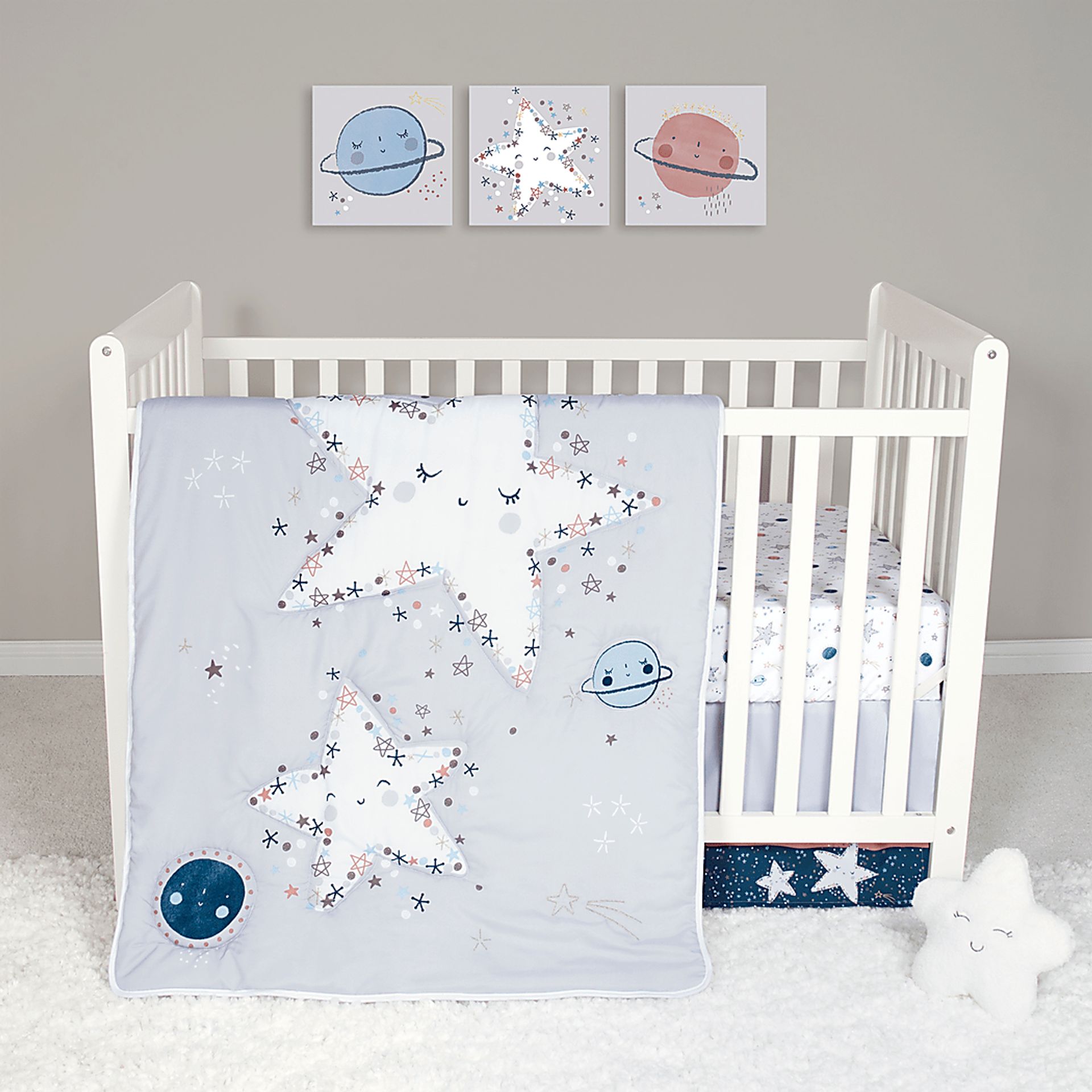 Starlit Dreams Gray 4 Pc Baby Bedding Set - Image 1