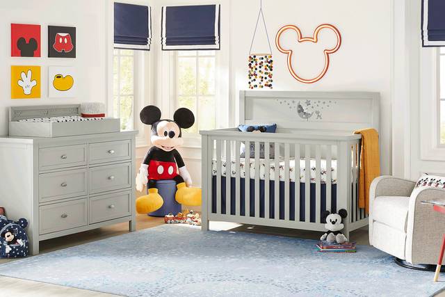 Kids Starry Dreams with Mickey Mouse Gray 6 Pc Nursery with Toddler and Conversion Rails - Thumbnail - Image 1