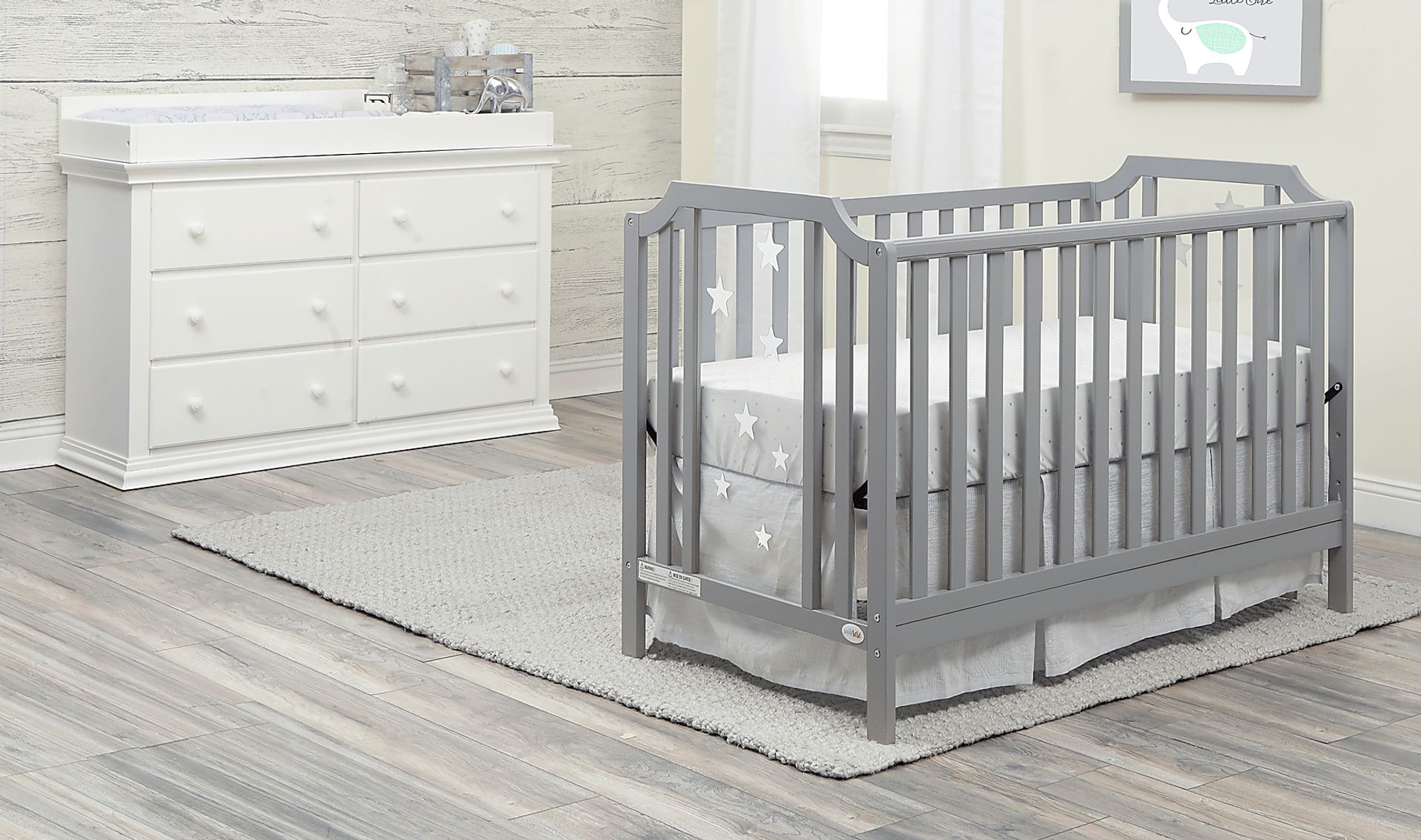 Kids Starry Grove Light Gray Convertible Crib - Image 2