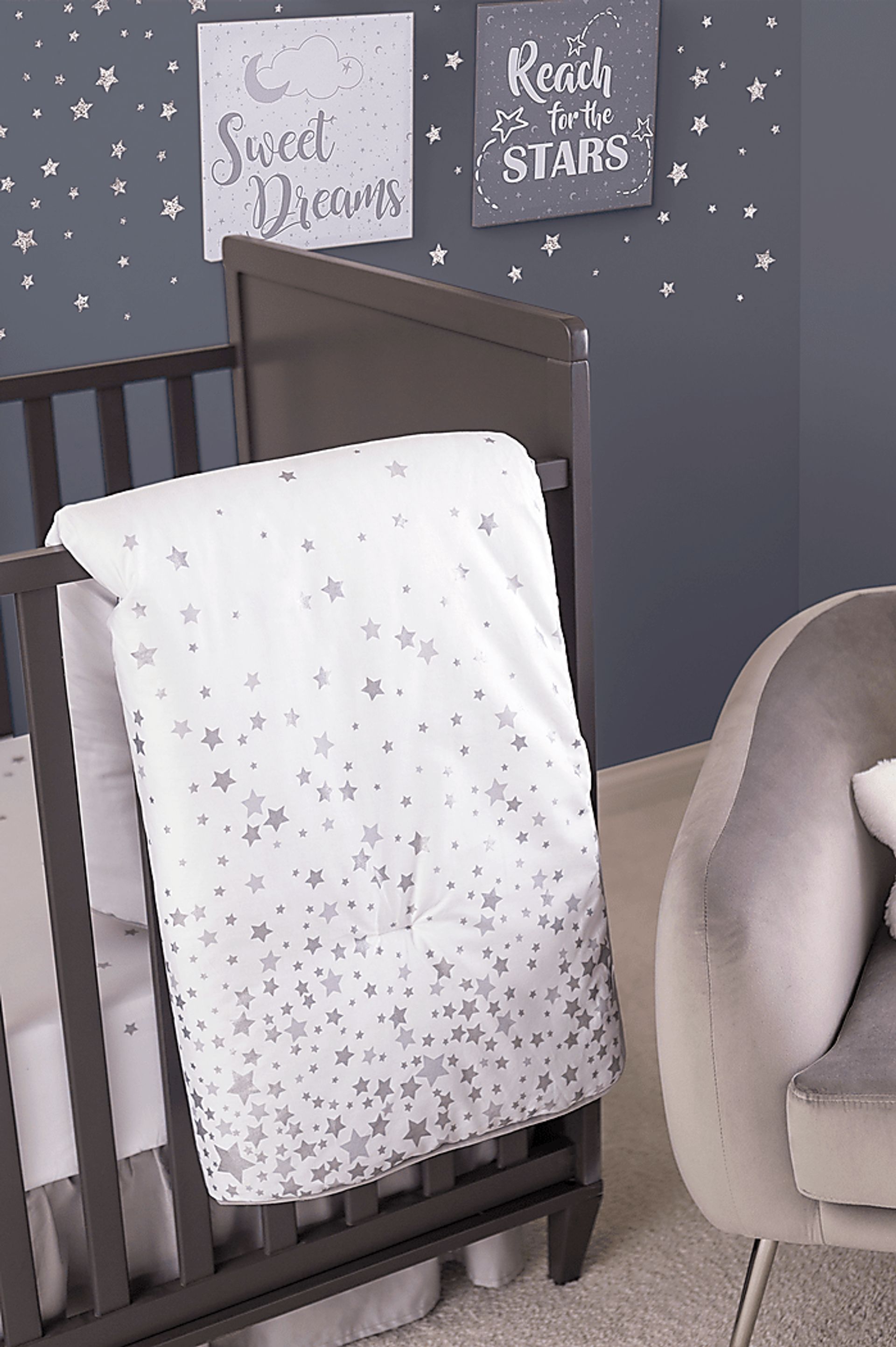 Starry Slumbers Gray 3 Pc Baby Bedding Set - Image 7