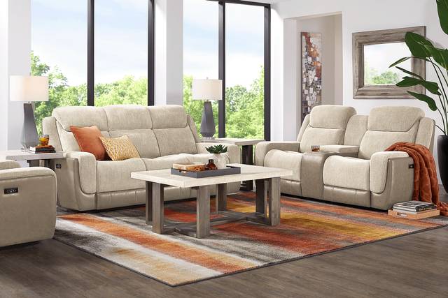 State Street Beige Dual Power Reclining Console Loveseat - Thumbnail - Image 2